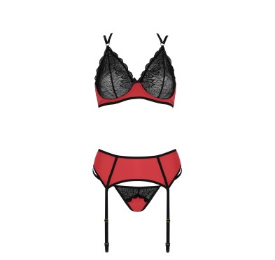 Bielizna-MAGNOLIA SET red S/M